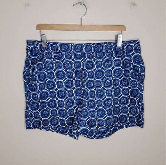 Level 99 | Linen Blend Blue White Circle Floral Shorts 5" Inseam Size 32 - Picture 6 of 6
